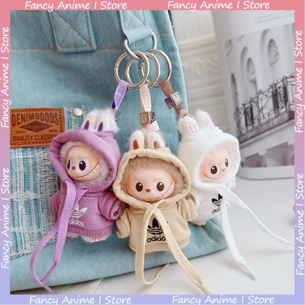 Für Mini Labubu 4,0 Plüsch Puppe Casual Mit Kapuze Pullover Sportswear Outfit für Liebe Serie Puppe Kleidung DIY Mode Zubehör Geschenk