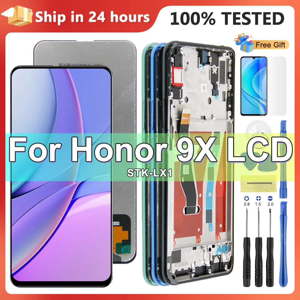 Screen for Honor 9X (Global) STK-LX1 Lcd Display Touch Screen for Honor 9X (China) HLK-AL00 HLK-TL00 Replacement with Frame