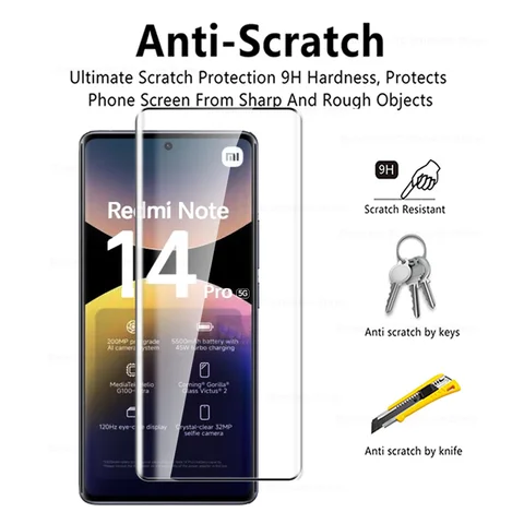 Защитное стекло 4 в 1 для Redmi Note 14 Pro 5G, 15 Pro 4G, 3D изогнутое закаленное стекло для Xiaomi Redmi Note 15, 14Pro＋, 15Pro＋