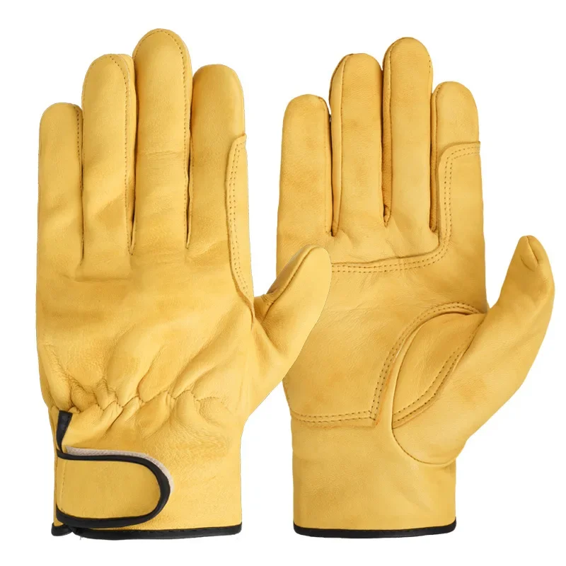 Work Gloves Sheepskin Leather Workers Work Welding Safety Protection Garden Sports Motorcycle Driver Wear-resistant Gloves