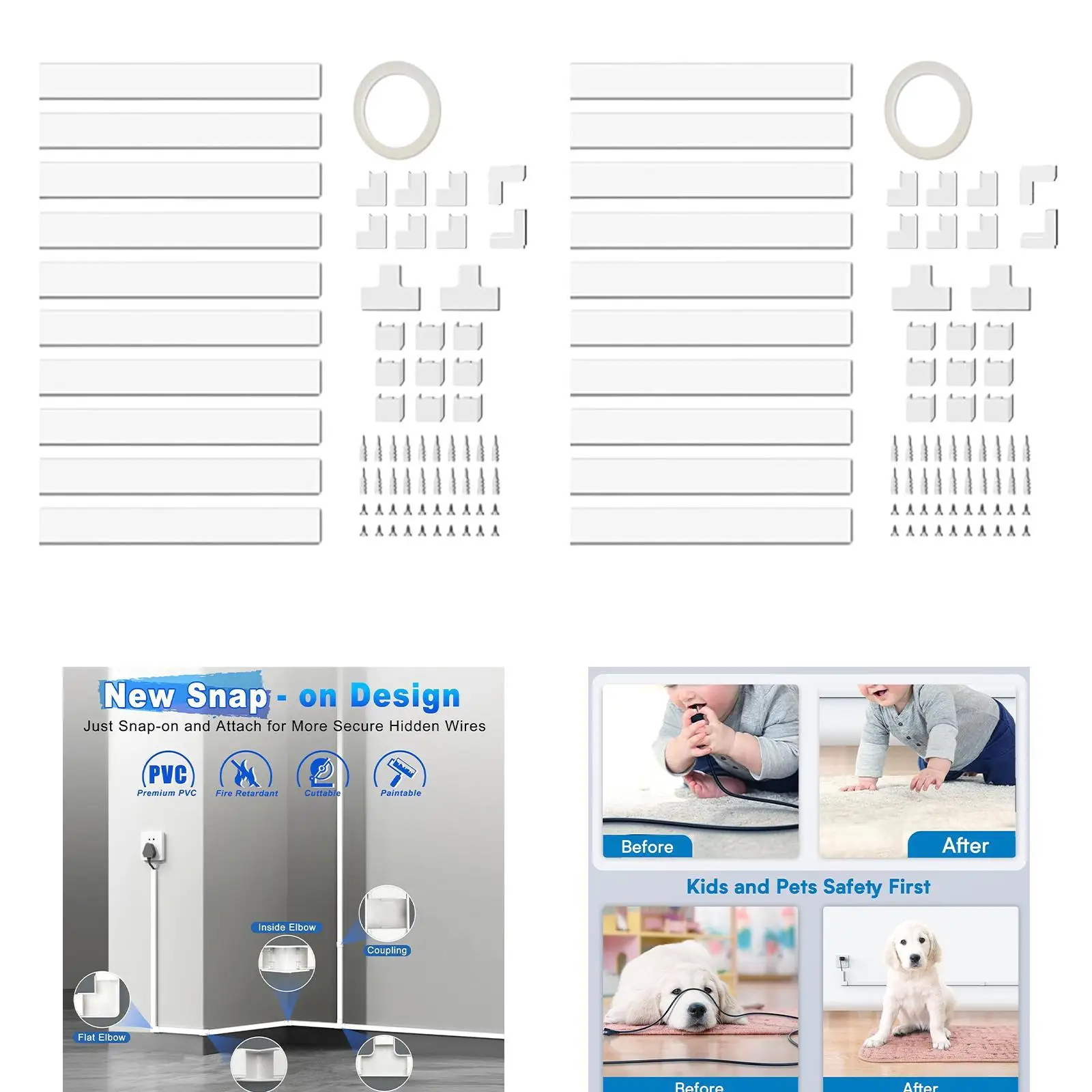 Wire Cord Cover Raceway Multipurpose Cable Raceway Kit for Cable Management