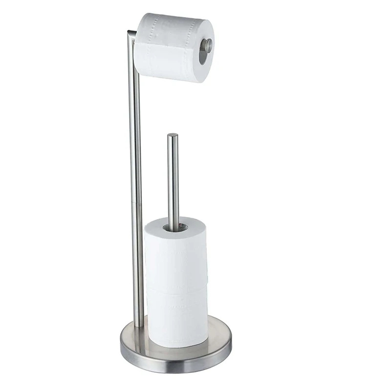 

Freestanding Toilet Paper Holder Stand With Reserve, Stainless Steel Tissue Holder, Toilet Paper Stand For Bathroom