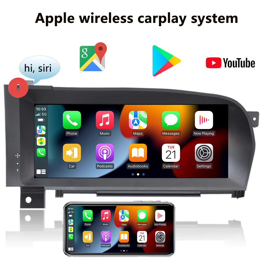 W221 CL W216 Android 14 Qualcomm For Mercedes-Benz Class S S350 CarPlay Car Radio Stereo GPS Navigation Multimedia Player Screen