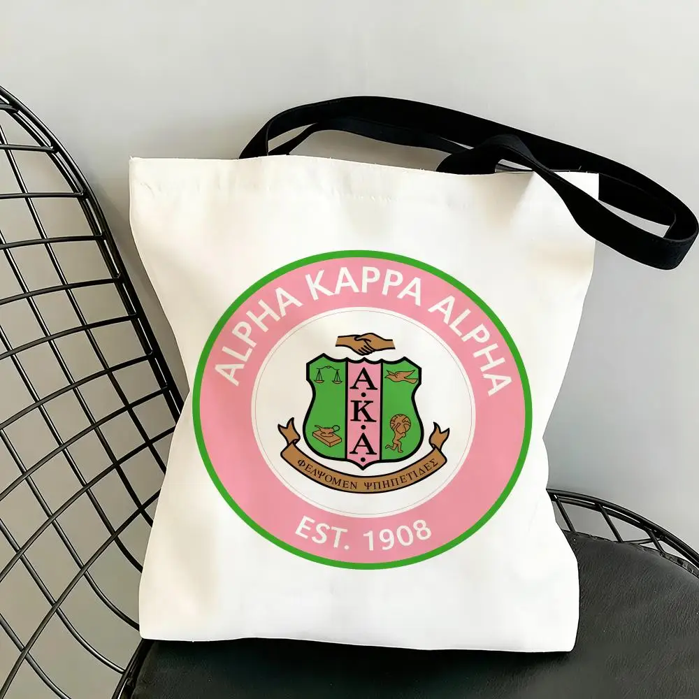 AKA Sorority Storage Bags Lightweight Canvas Tote Bag Large Capacity Shoulder Shopper Fashion Eco Multi-Purpose Handbag