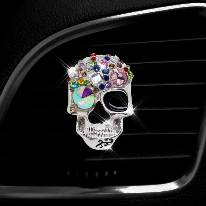 Inlay Water drill Vintage Skull Head car Air conditioning outlet perfume car perfume car interior accessories car fragrance