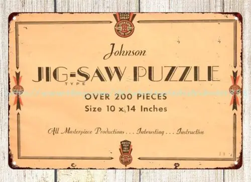 reproduction metal wall hangings Johnson Oil Jig-Saw Puzzle metal tin sign