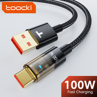 Toocki 6A 100W Transparent Type-C Cable 480Mbps Data Transmission Fast Charging USB C Cable For Samsung Huawei Xiaomi Phones Lap