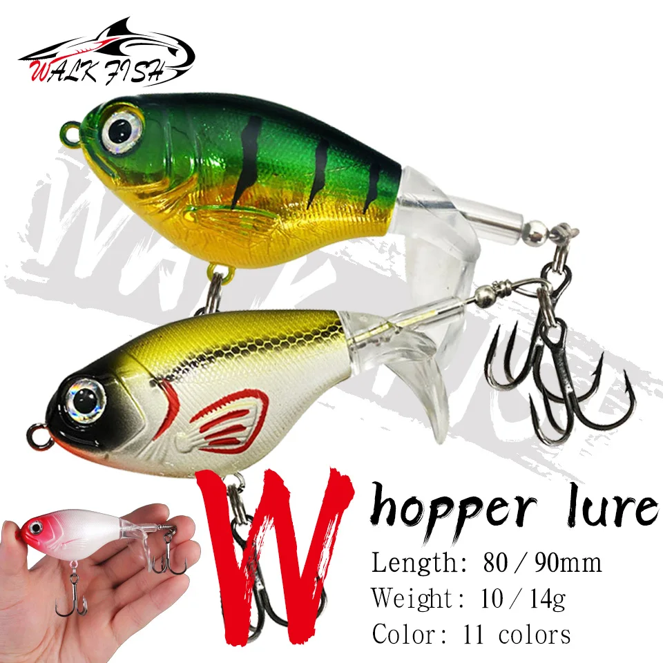 WALK FISH 1PCS Plopper Fishing Lure 10/14g Catfish Lures For Fishing Tackle Floating Rotating Tail Artificial Baits Crankbait