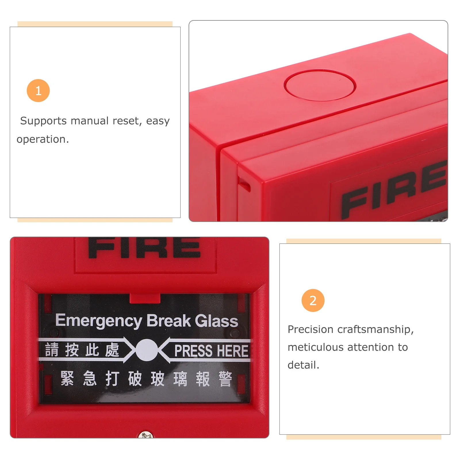 Fire Pull Station Manual Call Point Emergency Stop Switch For Home Office Building Evacuation Alarm Horn Buzzer Fire Alarm