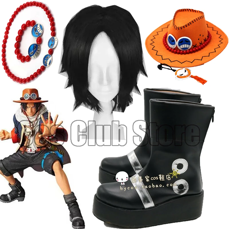 Anime Pirate Portgas Cosplay Ace Hats Punch Ai Si Role Play Bracelet Necklace Game Women Men Shoes Boot Fire Wigs Accessories