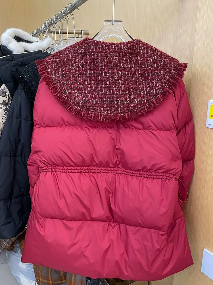 2025 Winter New Small Fragrant Wind Big Collar Down Jacket Women's Fashion Sweet Temperament White Duck Down Thick Coat