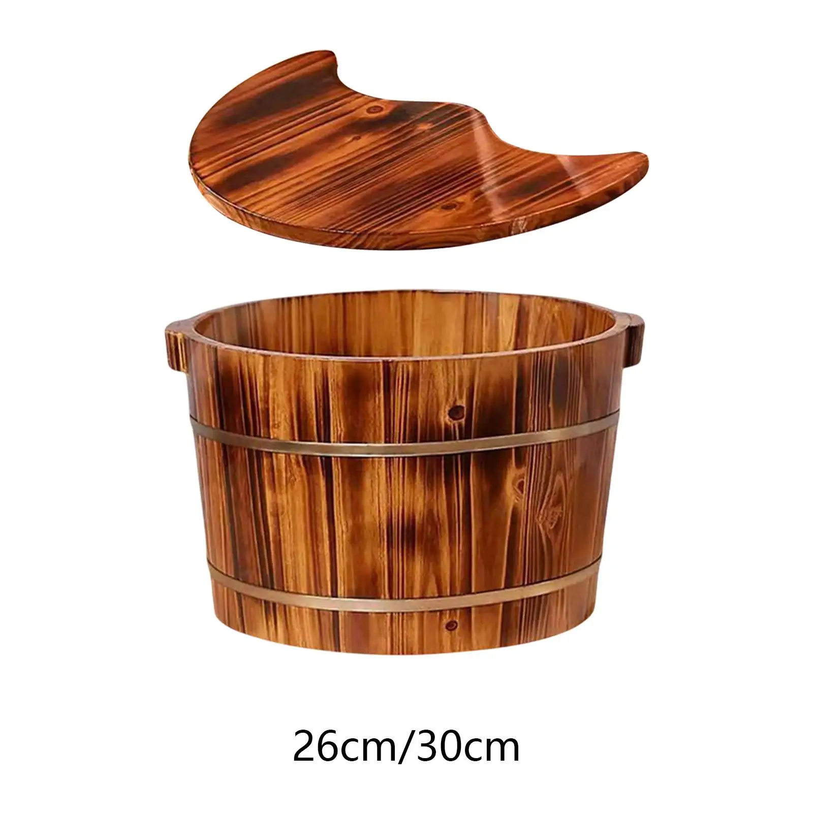 

Wood Footbath Basin Foot Soaking Tub Foot Tub Bucket Wooden Foot Bath with Lid Wood Foot Bath Barrel for Outdoor Sauna Travel