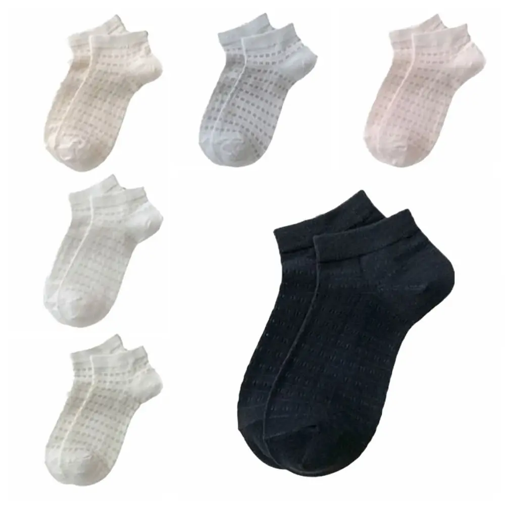 6Pairs Soft Simple Mesh Hole Socks Ins Style Sweet Solid Tube Socks Breathable Female Hosiery Socks Women Girl