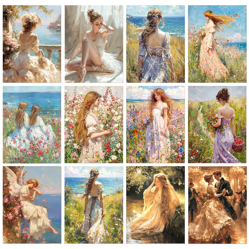 Girl in the Flowers DIY Diamond Painting Ballet Girl Oil Pai