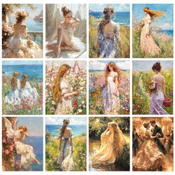 Girl in the Flowers DIY Diamond Painting Ballet Girl Oil Painting Style Diamond Embroidery Mosaic Art Home Decor Painting