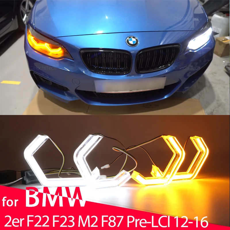 

M4 style LED Angel Eyes Bulb Ring White Yellow Lamp DRL Styling Light for BMW 2 series F22 F23 F87 M2 pre facelift 2012-16