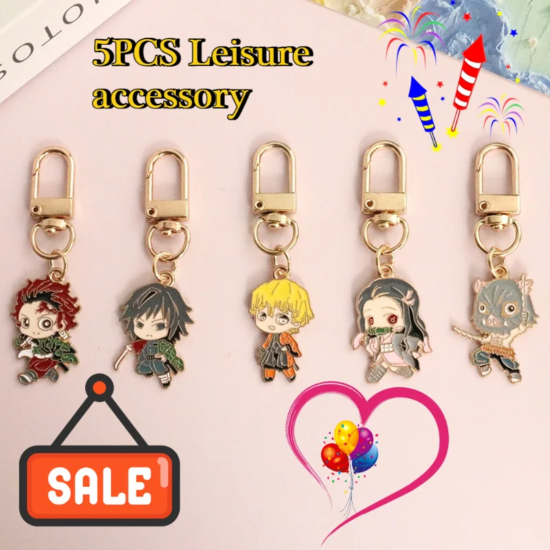 5PCS Ghostblade Cute Cartoon Anime Keychain Pendant Creative Versatile Bag Hanging Decoration Best Friend Gift