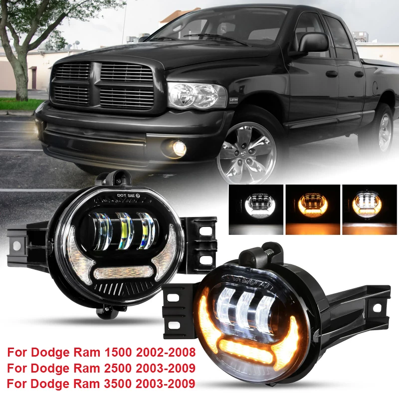 

1Pair LED Car Front Bumper Driving Fog Lights for Dodge Ram 1500 2002-2008 Dodge Ram 2500/3500 2003-2009