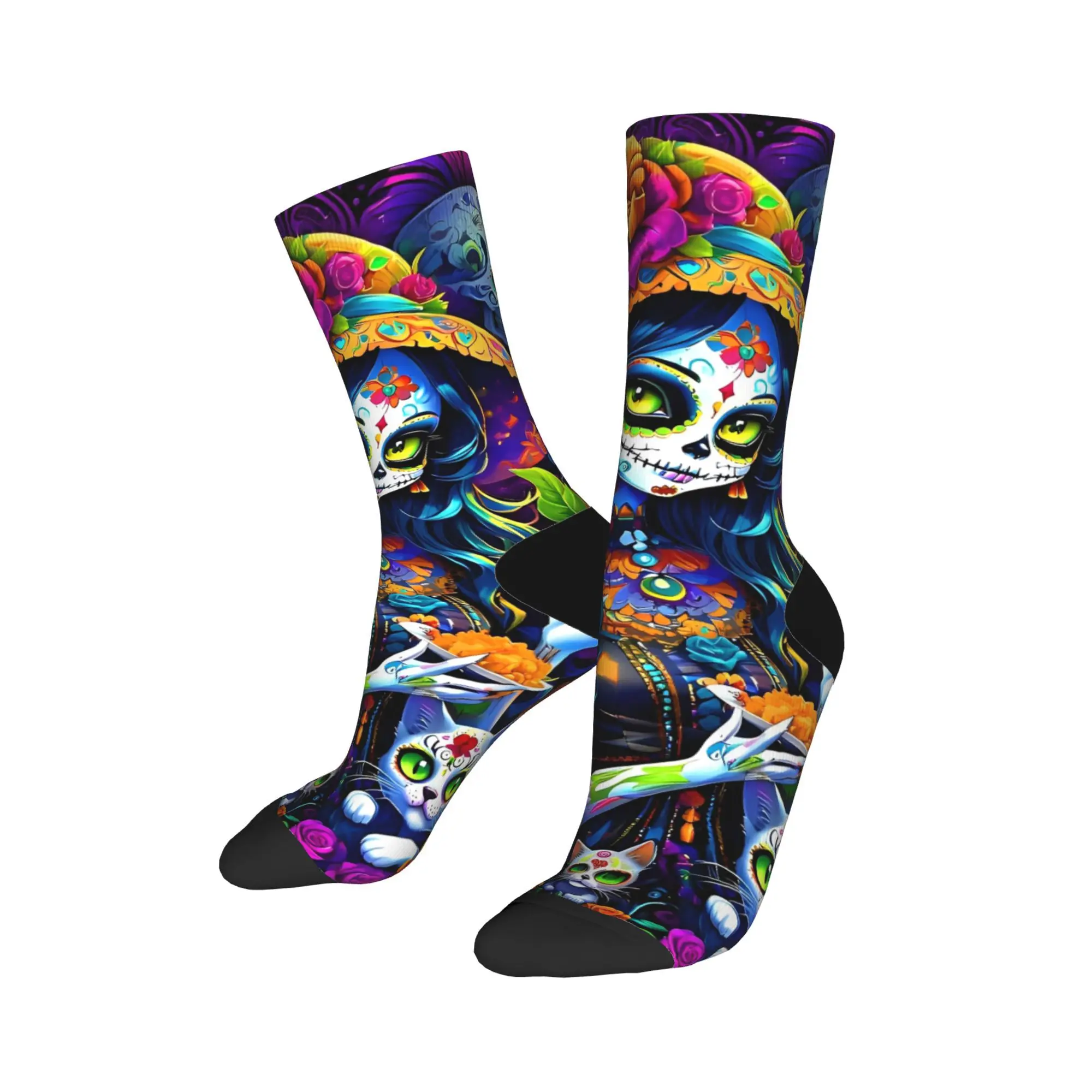 

Fashion Men's Socks Hip Hop Day of the Dead Theme Sock Polyester Skateboard Women's Socks Spring Summer Autumn Winter
