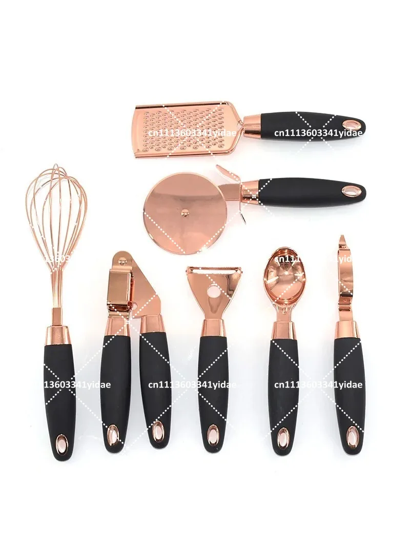 Stainless Steel Kitchen Utensils 7-Piece Set, Kitchen Tool Set with Can Opener, Pizza Cutter, Egg Beater, Peeler
