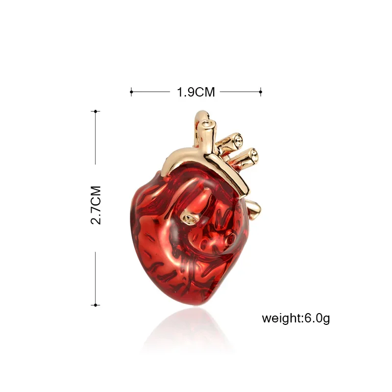 BUCOME Red Enamel Vivid Heart Brooches Women Sweater Hospital Clinic Professional Uniform Doctor Brooch Badge Pins