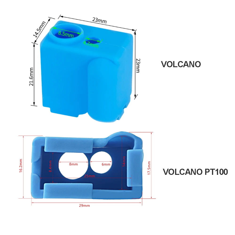 2pcs PT100 Volcano Heating Block Silicone Case Cover 3D Printer Hotend VOLCANO Heated Block Silicone Sleeve 3D Printer Parts