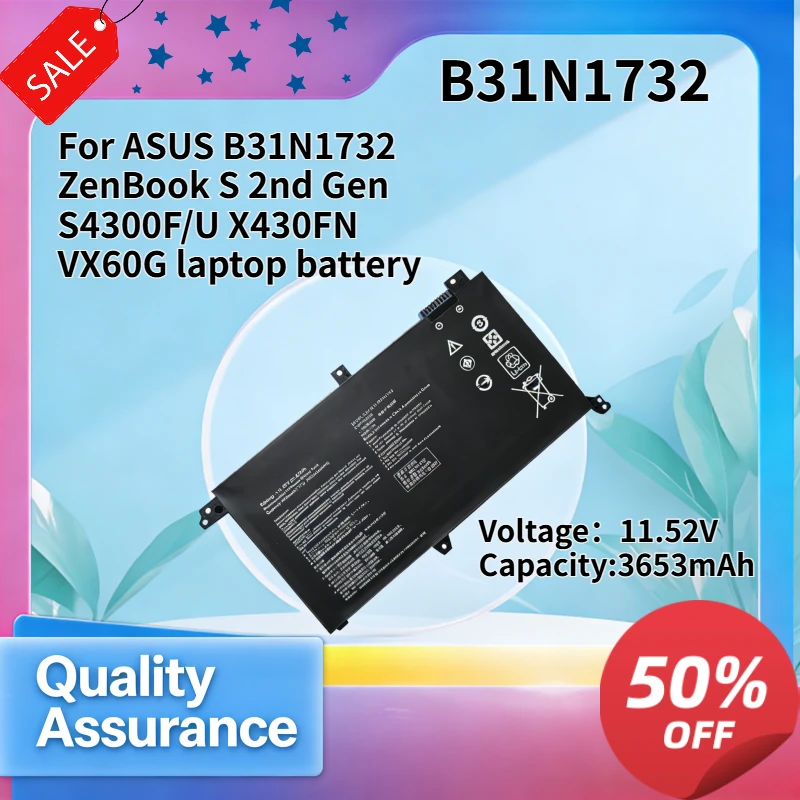 

3653mAh B31N1732 Replacement Notebook Battery For ASUS ZenBook S4300F U X430FN VX60G 2nd Gen