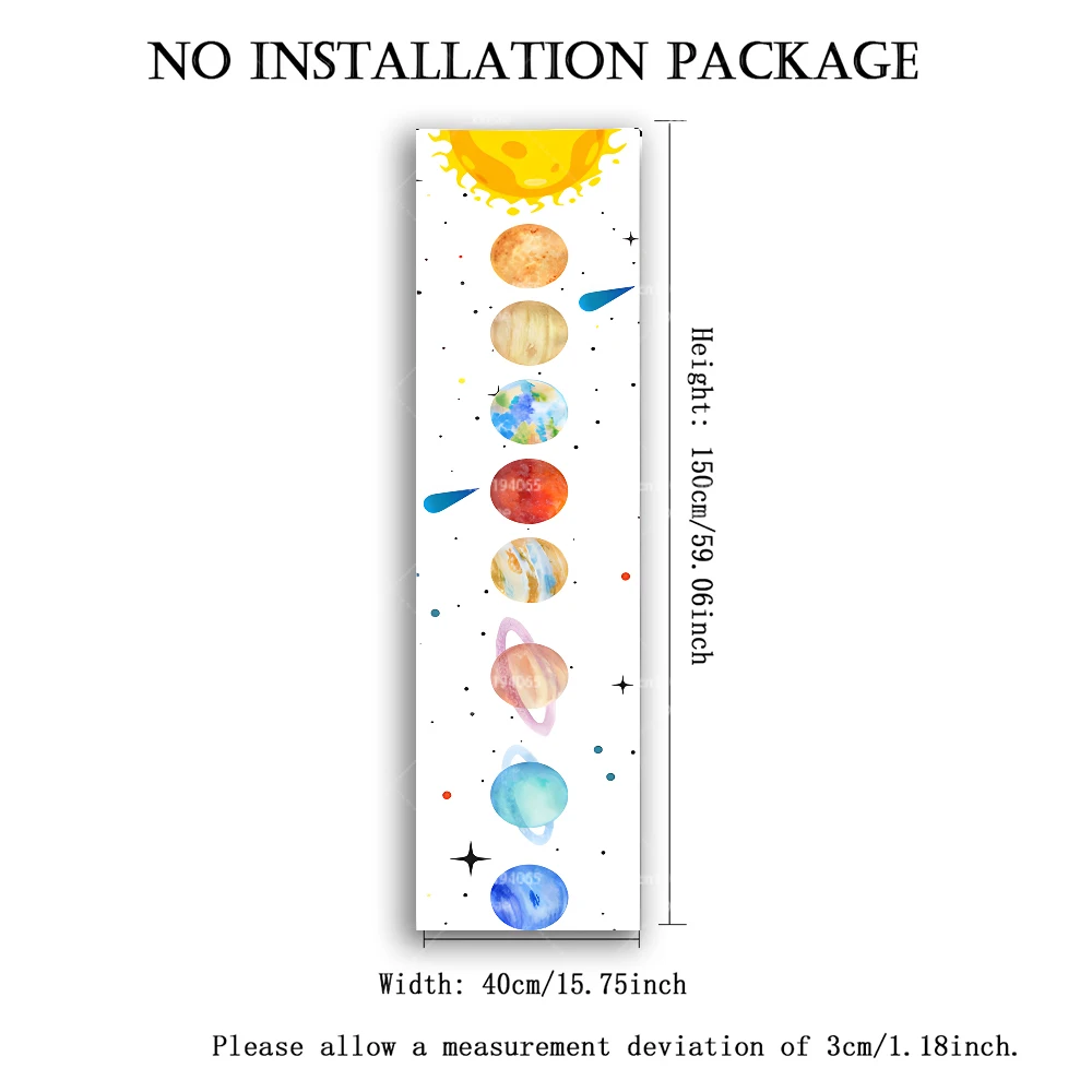 Watercolor Solar System Planets Vertical Tapestry, Space Wall Hanging for Kids Bedroom Classroom Decor