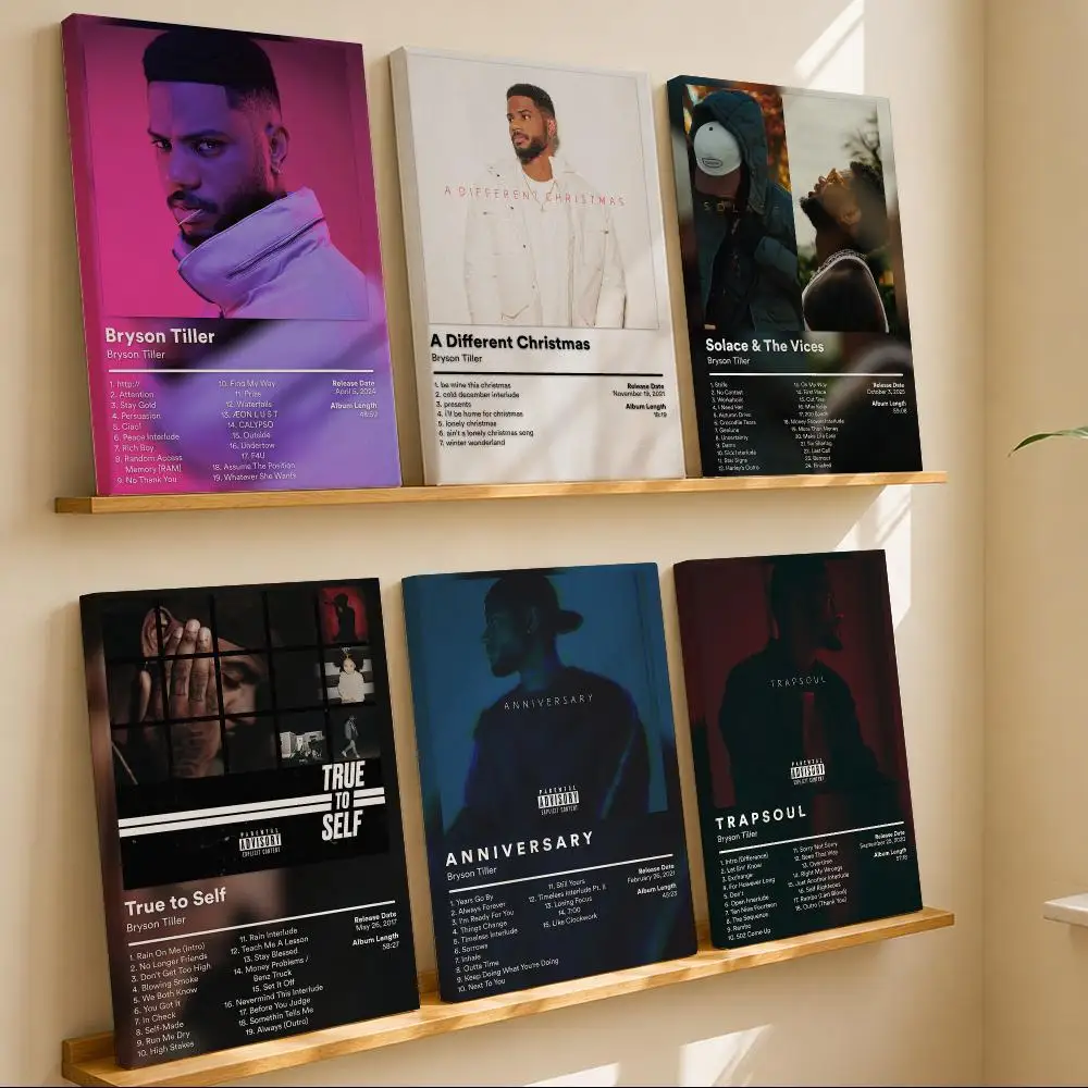 Rapper B-Bryson Tiller Framed Wall Painting Wooden Framed Canvas Poster Wall Art HD Waterproof Print Home Decor