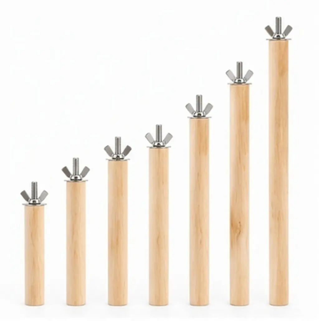 6Pcs Premium Natural Wood Bird Perch for Parakeets Cockatiels Parrots - Sturdy Reusable Cage Standing Rod with Screw Mounting