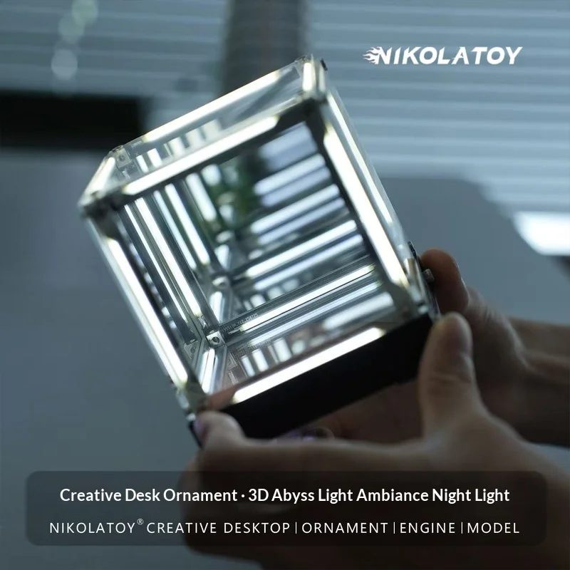 

NIKOLATOY Infinite Abyss Mirror Light 4D Space Cube Atmosphere Lamp Creative Desktop Ornament Novelty Toy Gift For Home Decor