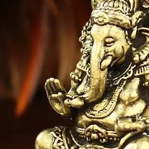 1/3 قطعة آسيا الهند تايلاند الفيل الله الشكل النحت صغير خمر النحاس غانيشا تمثال مكتب منزلي زخرفة الزخرفية