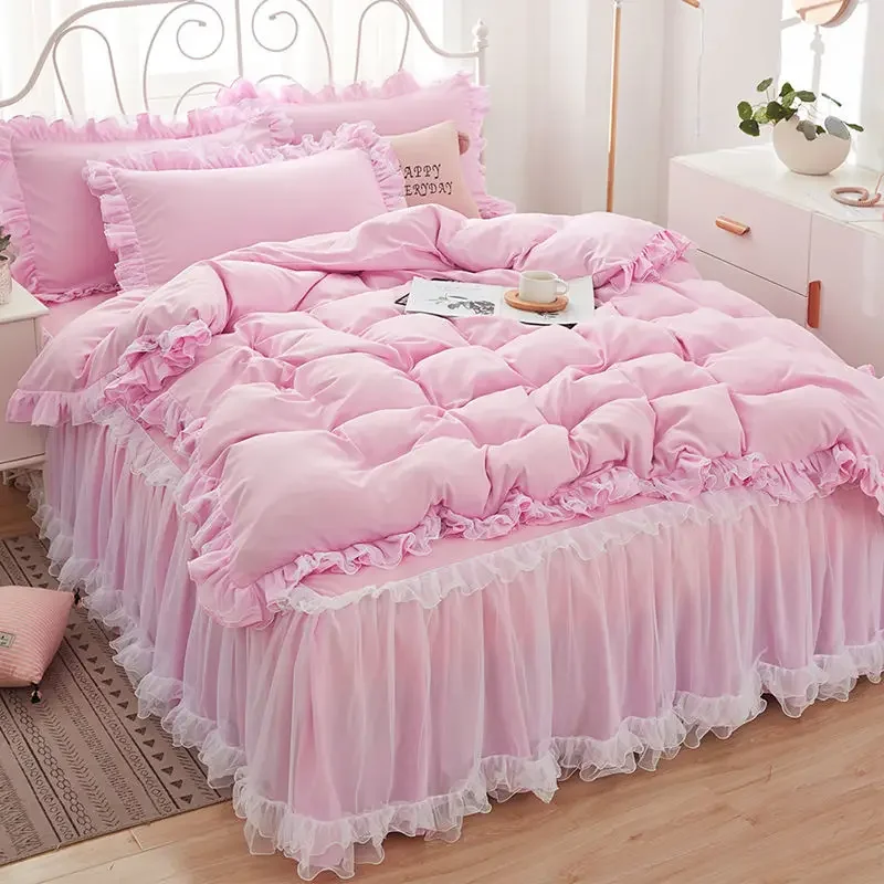 1pcs Lace Duvet Cover + 2 Pcs Pillowcases Fashion Design Soft Comfortable Quilt Cover King/Queen Size Luxury Bedding Sets