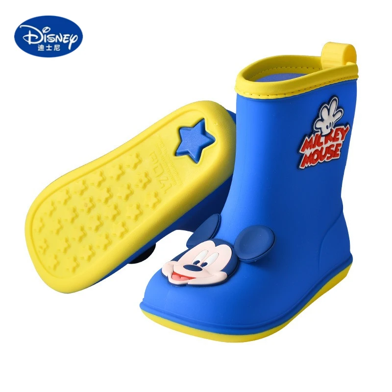 

New Disney Kids' Rain Boots - Anti-Slip Rubber with Fleece Lining, Cartoon Design for Boys & Girls