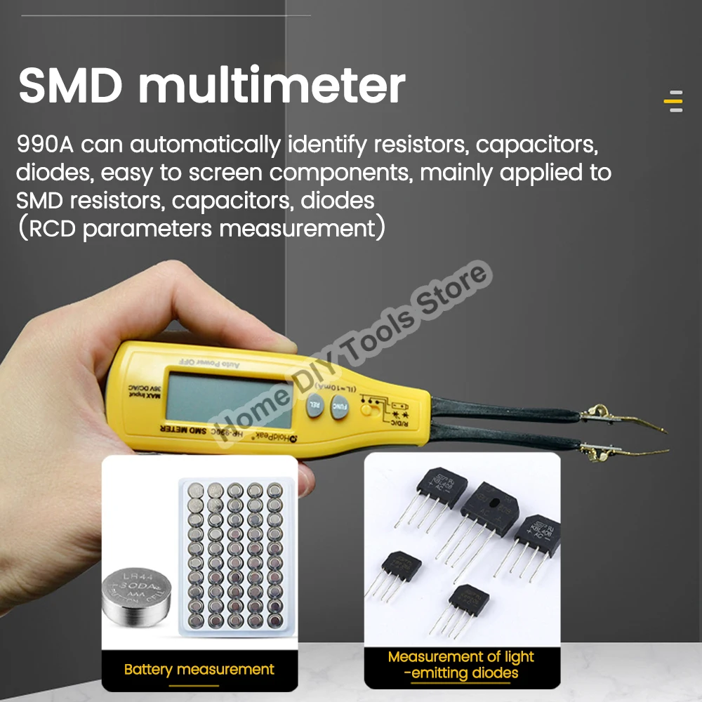 HP-990A/B/C Digital Tweezers Smart SMD Tester Multímetro eléctrico Resistencia capacitancia Continuidad Diodo Medidor de Prueba