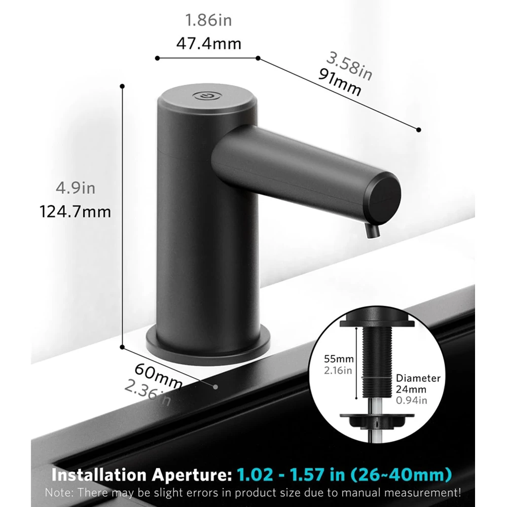 Touchless Automatic Dish Soap Dispenser for Kitchen Sink Electric Pump Leak-Proof & No-Spill with 100cm Tube Liquid & Foam Soap
