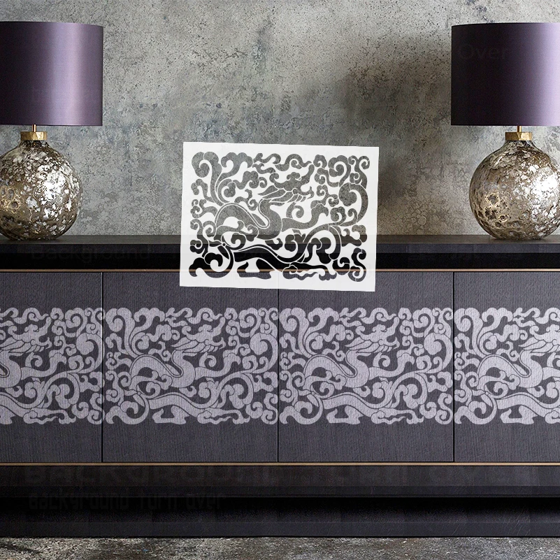 30cm - 60cm Stencil For Painting Wall Decor Template To Paint Decors Chinese Dragon Traditional Retro Ancient Divider S477