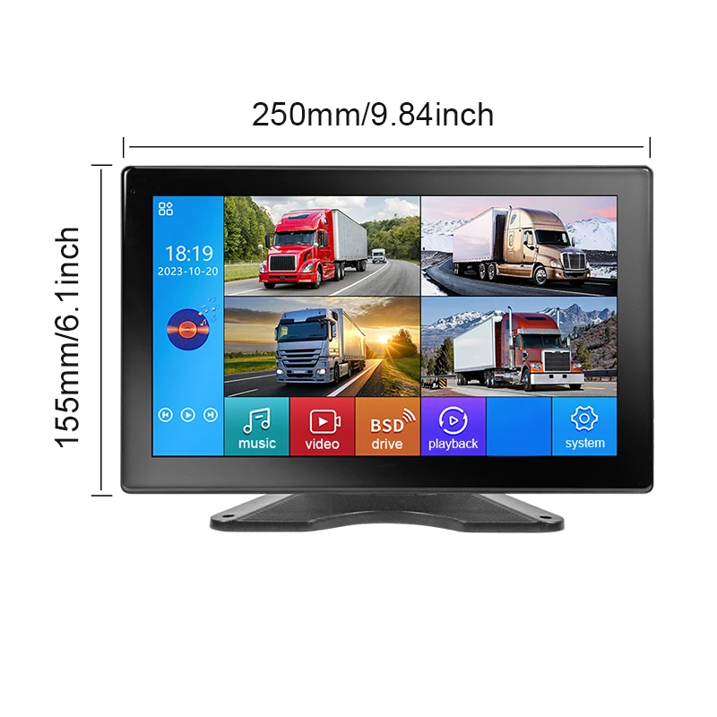 10.1inch 4CH MP5 Back up Camera System Multimedia Player Touch Screen Recorder Blind Area Audible and Visual Alarm BSD Kits