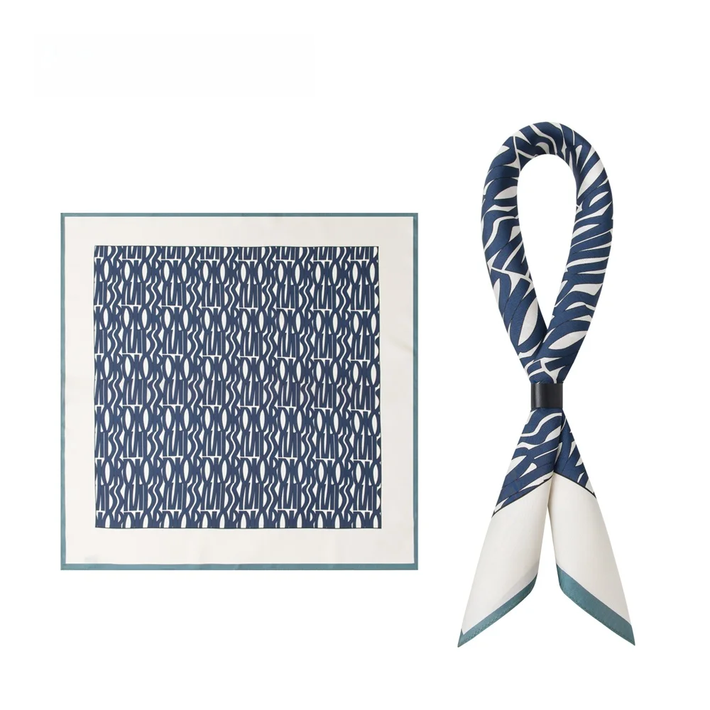 silk-twill-scarf-men's-blue-white-abstract-letter-print-busin-commuting-accory-casual-trendy-personalized-square-scarf