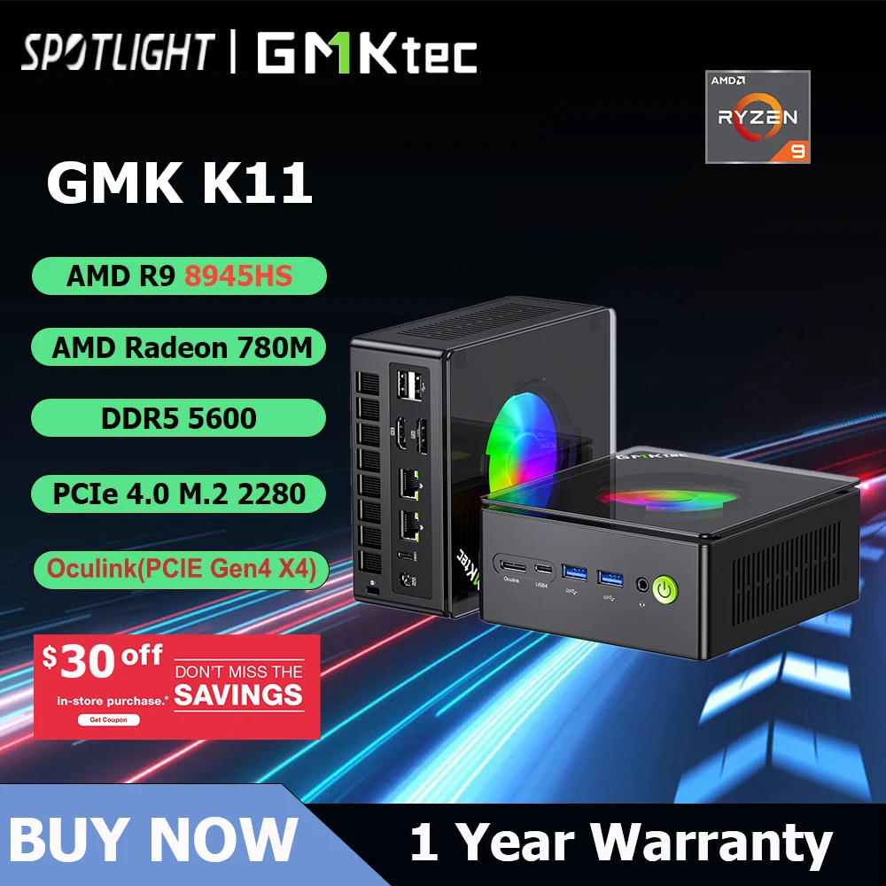 GMKtec K11 AMD R9 8945HS Gaming Mini PC 8-core 16-thread 32GB DDR5 1TB SSD Computer PC Mini Computer PC Win11 Pro Gaming PC