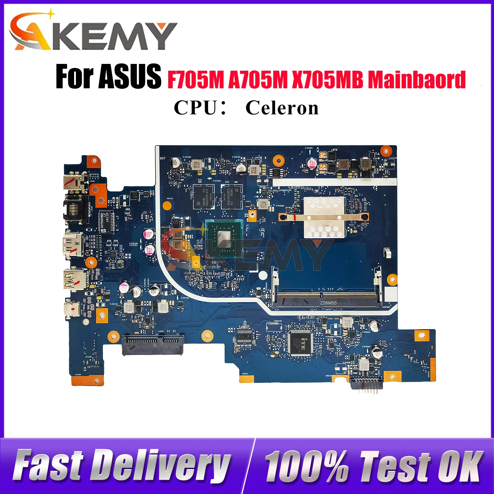 

X705MB Laptop Motherboard For ASUS VivoBook A705M X705MB X705M F705M Notebook Mainboard With Celeron CPU 100% tests OK fast ship