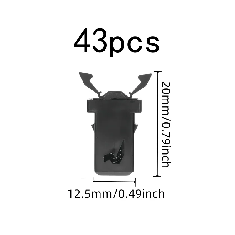 43 pcs Spring Locking Clips, Trash Can Lids, Black Plastic Body, Press-Type Self-Locking, Multipurpose