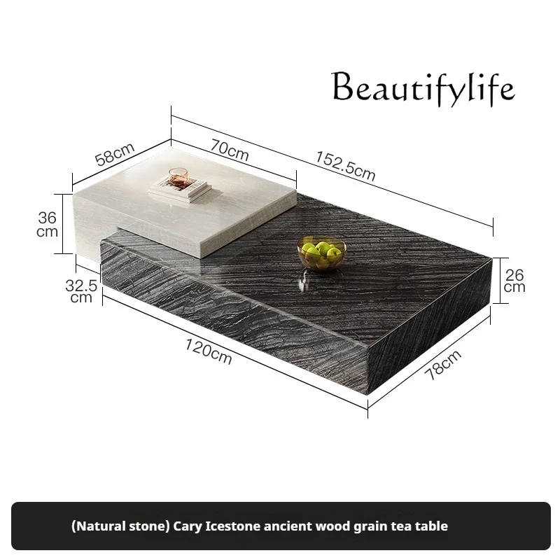 C Luxury Marble Coffee Table, Modern Spacious Living Room Design,Easy-Clean&Creative Designer Style, Premium Stone For Villa