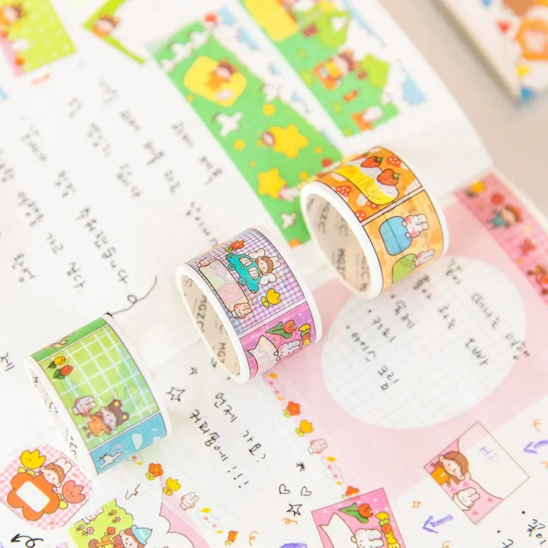 

6 Rolls/box Twilight Washi Paper Tape Set Ricky Color Sugar Series Cartoon Hand Journal Diary Material Paste