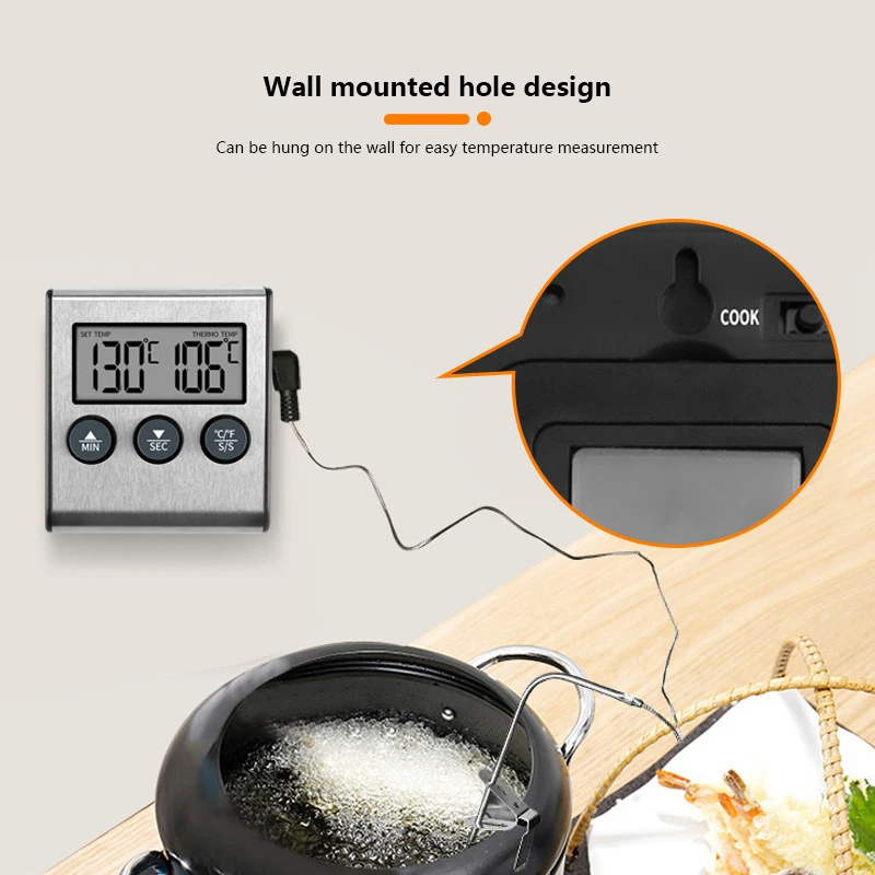 Kitchen Digital Cooking Thermometer Meat Food Temperature For Oven BBQ Grill Timer Function With Probe Heat Meter For Cooking