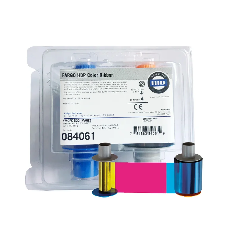 

Оригинальная лента hidFargo HDP5000 84061, цветная УФ-лента YMCFK, 500 отпечатков, новая запечатанная