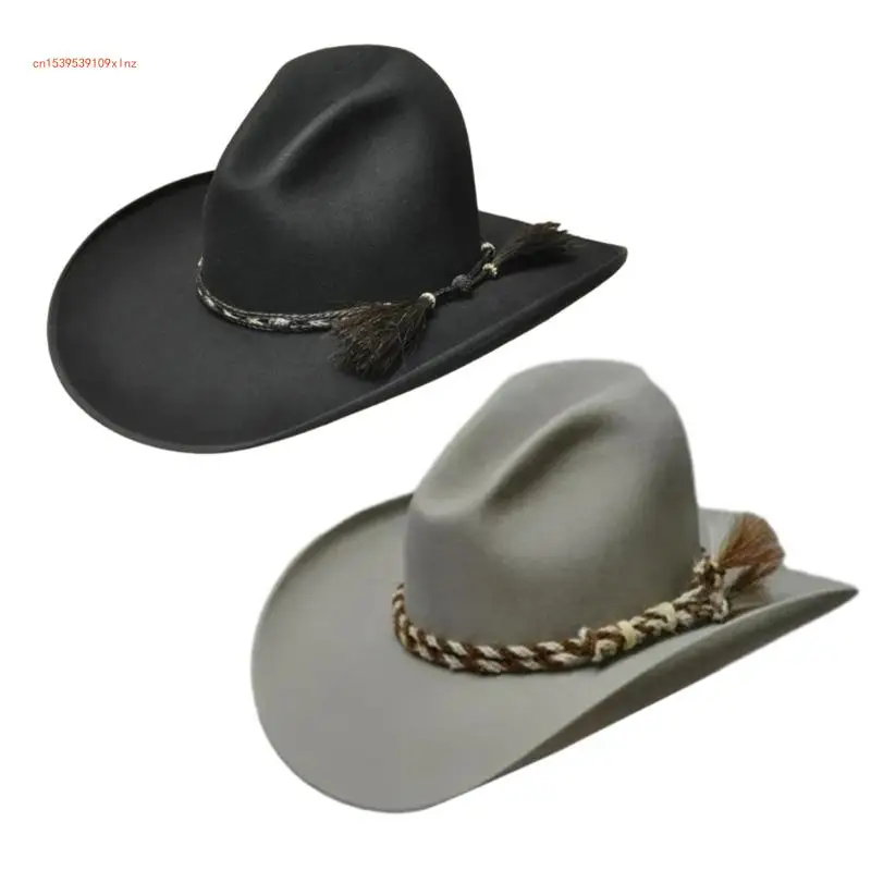 

Fedoras Cowboy Hat Black Wide Brimmed Dress Up Cowboy Hat Surprise Gift for Boyfriend Father Uncle Casual Hat