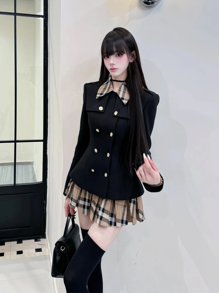 

XZY Korean Sle plus Size Suit Jaet And High Waist Skirt Two Piece Set for Women Winter Faion Casual Outfit
