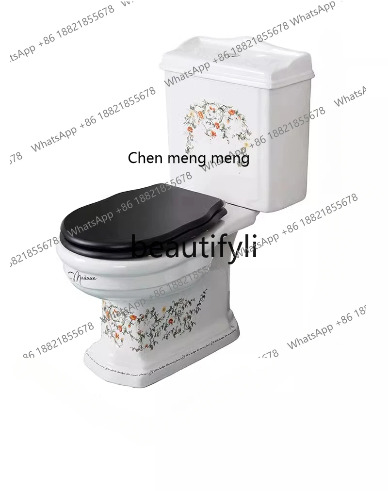 

Retro European split toilet household small apartment straight flush toilet strong impulse smart and clean solid wood board H