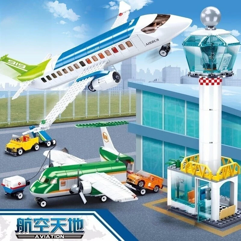 

Гражданская авиация, строительные блоки в аэропорту, игрушка для детей, сборная модель, имитация авиапола, образовательный игровой набор, модель самолета, игрушка